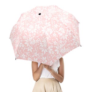 Parapluie floral rose, fleurs Golf semi-automatique anti-UV soleil plage Parasol pluie grand compact voyage coupe-vent design luxe vintage