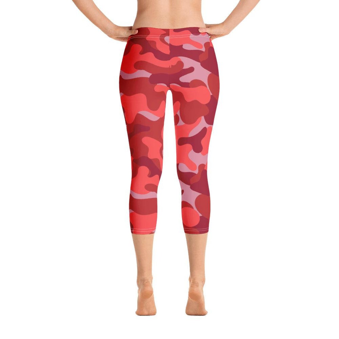 Camo Workout Leggings Red Pink Athletic Camouflage Print | Etsy