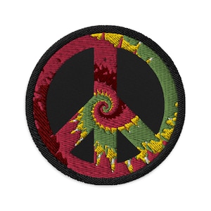 Tie Dye Peace Symbol Embroidered Badge Patches, 3&quot; Round Sew Iron On Back Backpack Jeans Biker Vest Jacket Embroidery Clothes Gift