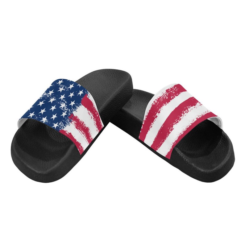 Patriotic Women Slide Sandals America Flag Shoe Red White - Etsy