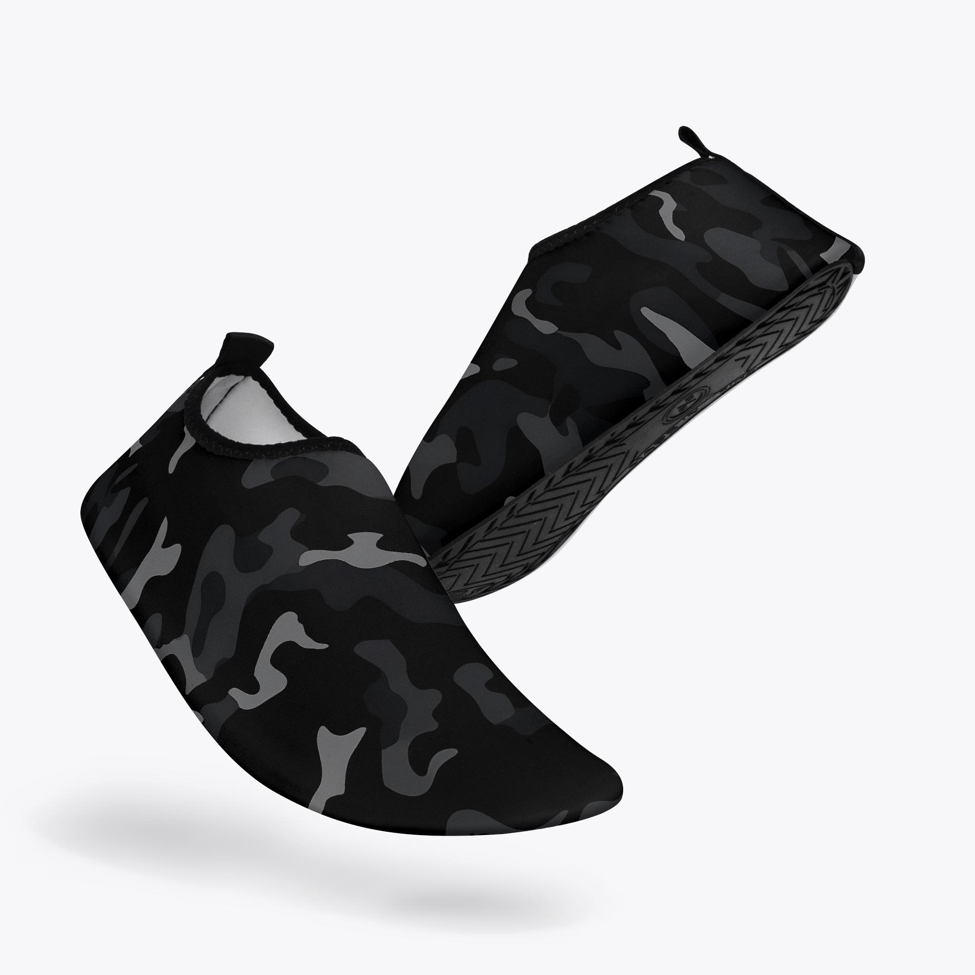 Black Camo Water Shoes, Grey Camouflage Men Women Aqua Beach 