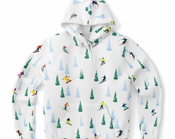 Sudadera con capucha de esquí, snowboard, esquí, estampado, invierno, blanco nieve, jersey deportivo, hombres, mujeres, adultos, sudadera con capucha de algodón con gráfico estético y bolsillos