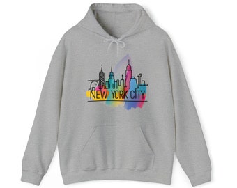 New York City Hoodie, NYC State Manhattan Pullover Men Women Adult Aesthetic Graphic Cotton Hooded Sweatshirt with Pockets