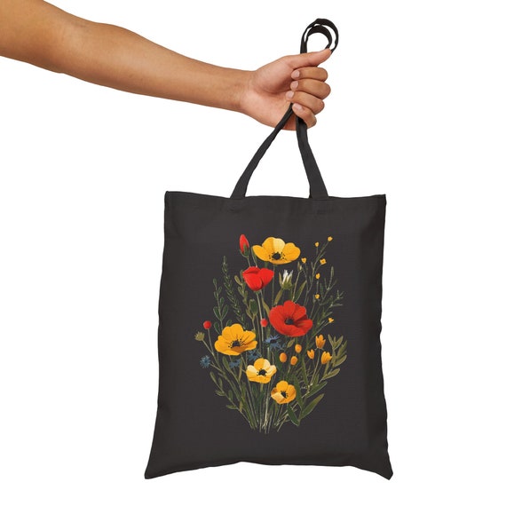 Borsa in tela riutilizzabile personalizzata con fiore di nasca nome e