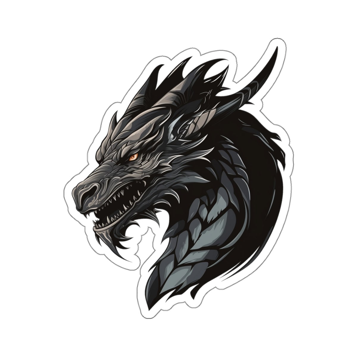 Dragon Head Sticker Decal, Black Japanese Chinese Art Vinyl Laptop Cute ...
