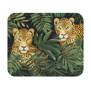 Leopard Mauspad, Dschungel Gepard Tropical Computer Gaming Einzigartiges Gedrucktes Schreibtisch Ästhetisches Design Rechteck Matte Mitarbeiter Arbeit Geschenk