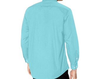 aqua blue mens dress shirt Men's Aqua Linen Shirt | 100% Linen Men's Shirts
