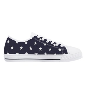 Zapatos de mujer con bandera estadounidense, rojo, blanco, azul, patriótico, 4 de julio, estrellas, rayas, EE. UU., zapatillas bajas de lona con cordones, planas para niñas y mujeres imagen 8