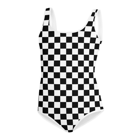 Checkered Girls Swimsuits, Tween Teen Kids Youth Teenager Bathing Suit  Black and White Check One Piece Junior Swimwear -  Canada