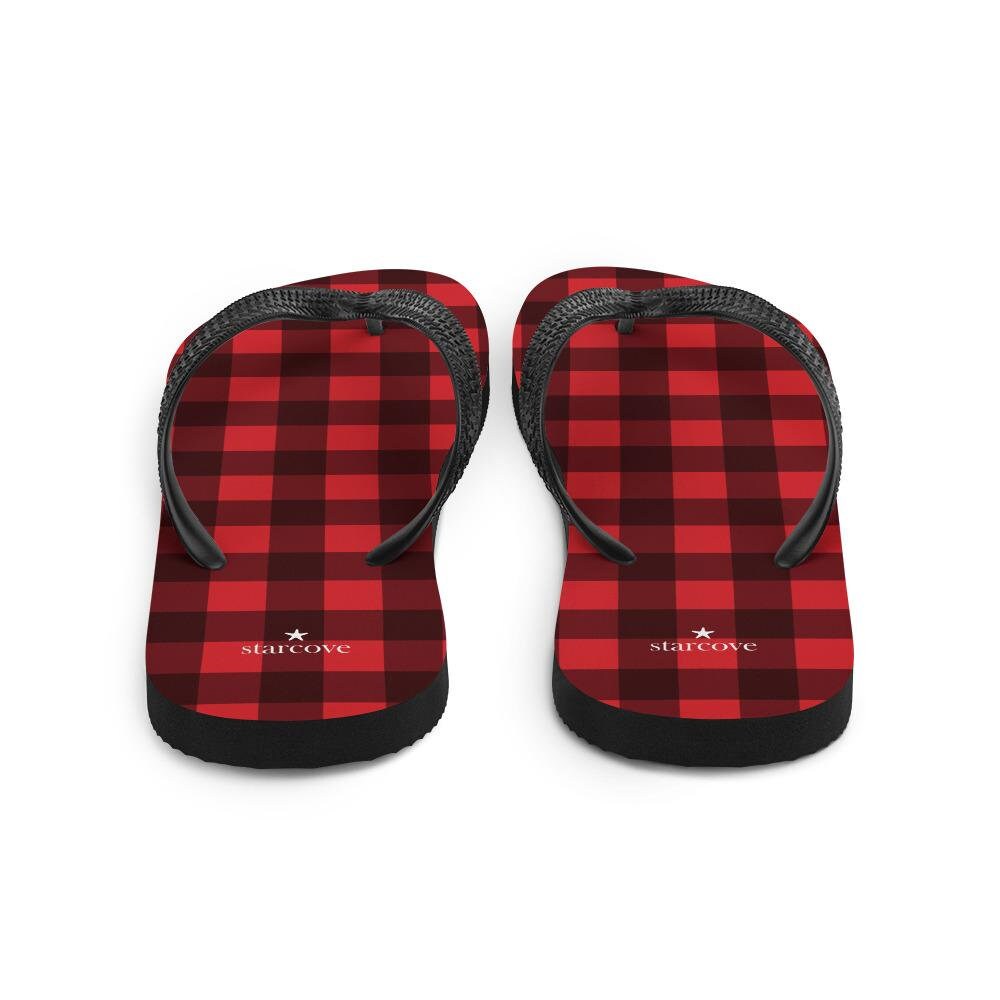 Red Buffalo Plaid Flip-flops Checkered Check Square Pattern - Etsy