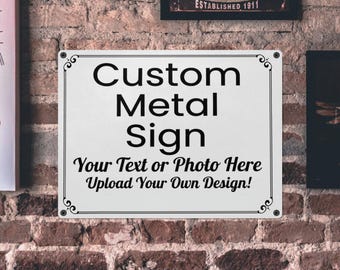 Custom Metal Tin Signs, Personalized Text Photo Farmhouse Landscape Retro Wall Hanging Garage Tacker Outdoors Exterior Business Property