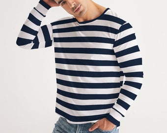 オレンジと白のストライプの長袖シャツ、オレンジと白のストライプの