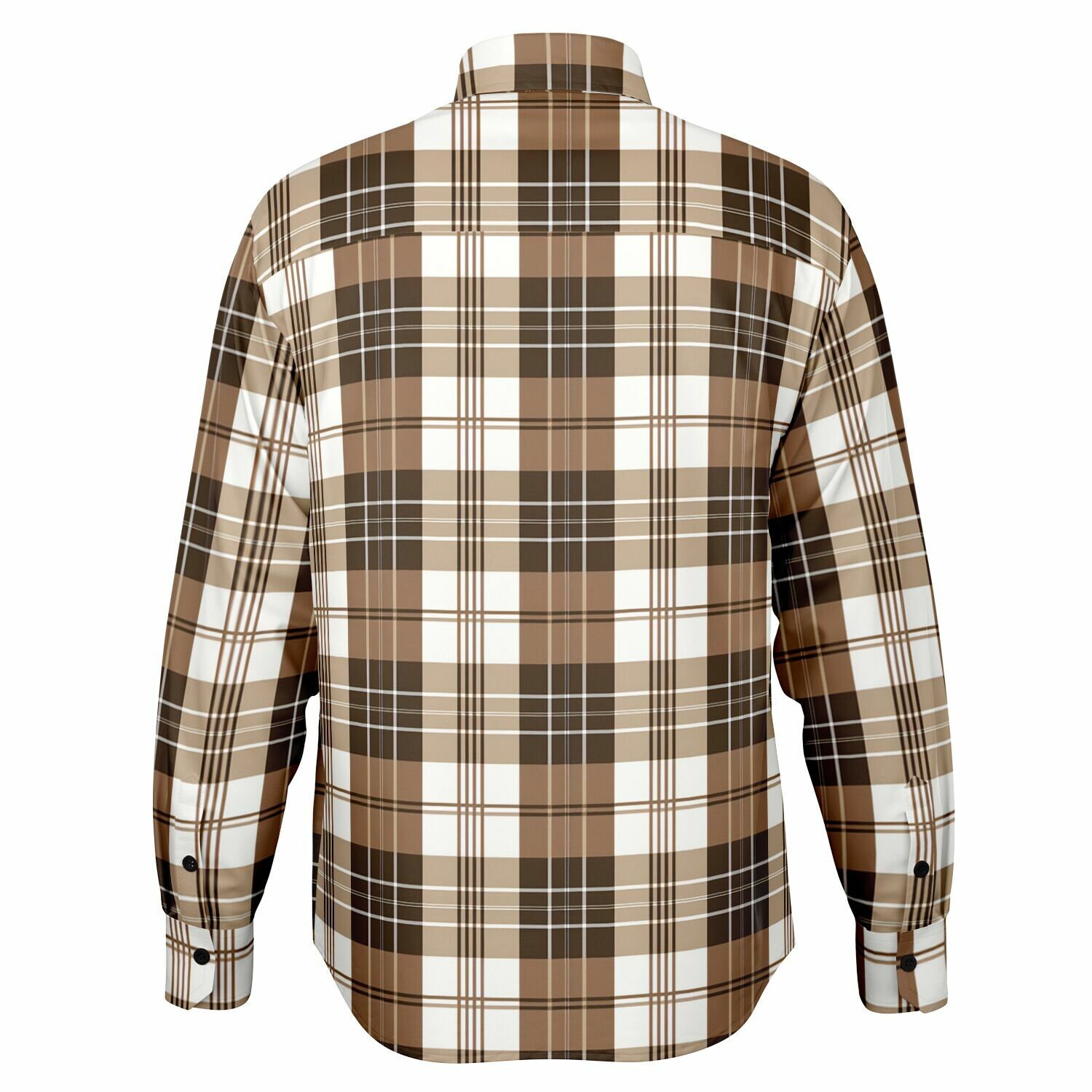 Brown Check Plaid Long Sleeve Men Button Up Shirt, White Tartan Guys Male Print Buttoned Down Collared Graphic Casual Dress Shirt XS Brown Check Plaid Long Sleeve Men Button Up Shirt, White Tartan Guys Male Print Buttoned Down Collared Graphic Casual Dress Shirt XS
