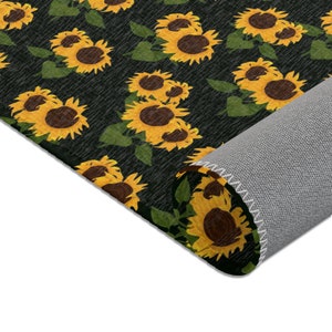 Sunflower Area Rug Carpet, Yellow Flowers Floral Washable Kitchen Floor ...