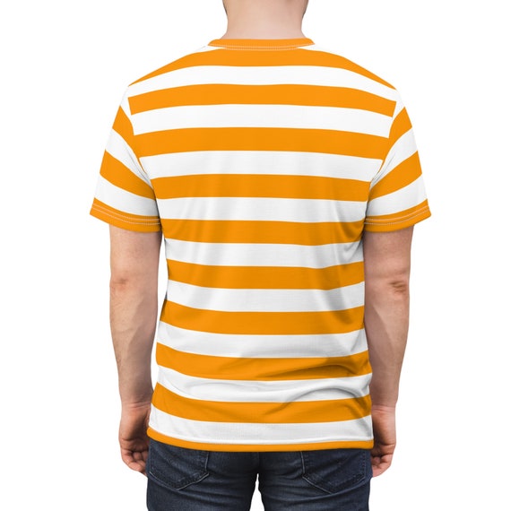 Camiseta de rayas naranjas y blancas camiseta de manga corta con cuello redondo ligera y pesada de disenador con rayas horizontales llamativas para hombres y mujeres Etsy Espana