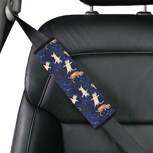 Almohadillas para cinturón de seguridad de coche con diseño de gatos y estrellas, lavables, para hombres y mujeres, para hombros y cuello, decoración de seguridad