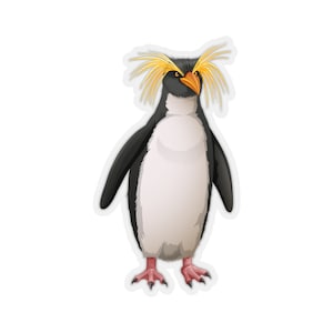 Pegatina de pingüino de penacho amarillo, calcomanía de vinilo con diseño de pájaro animal para computadora portátil, lindo vaso para botella de agua, parachoques impermeable para automóvil, mural de pared estético, regalo