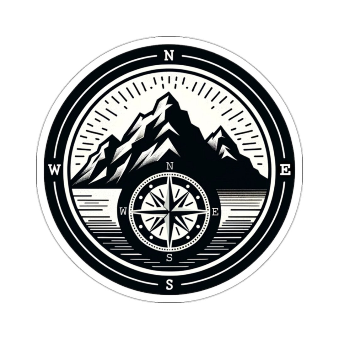 Compass Mountain Sticker Decal, Car Bumper Navigation Art Vinyl Laptop ...
