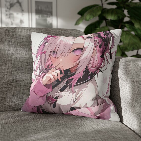 Anime Girl Pillow Case Pink Square Throw Decorative Cover Room Decor Floor Couch Cushion 20 X 20 Zipper Sofa Etsy Canada