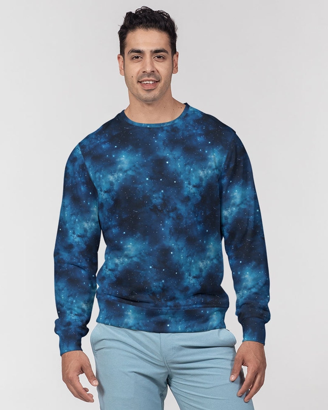 Galaxy Space Blue Männer Sweatshirt, Milky Way Galactic Universe
