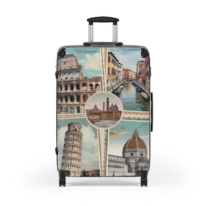 Italië Koffer Bagage, Rome Venetië Handbagage met 4 wielen Cabine Reizen Kleine Grote Set Rolling Spinner Lock Heren Dames Harde koffer