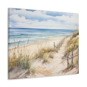 Strand canvas fotogalerij, kust zandduinen oceaan zee muurkunst print decor klein groot hangend landschap woonkamer
