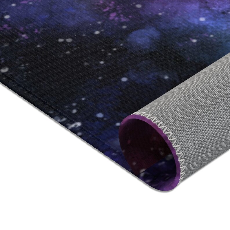 Galaxy Space Area Rug Carpet, Stars Universe Blue Dark Purple Home Floor Decor Boho Chic Kids Room Interior Design Washable Accent Patio Rug image 3