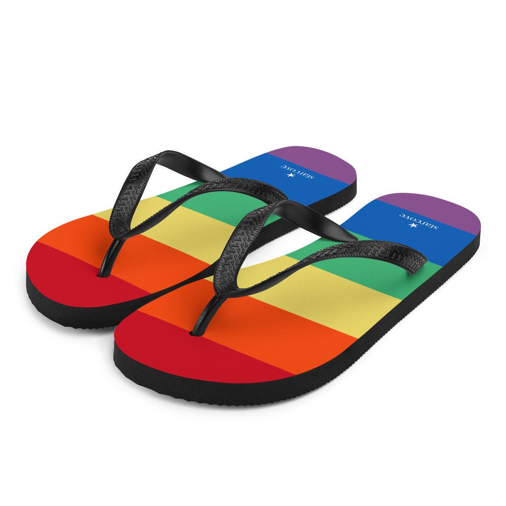 Rainbow Flip Flops for Women Men Comfortable Beach Sandals Etsy
