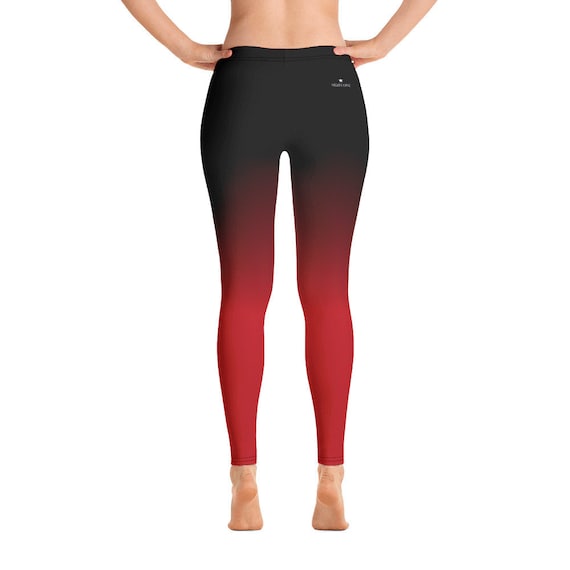 Black and Red Ombre Yoga Leggings, Gradient Women Girls Workout Half Dip  Tie Dye Workout Pants Printed Sexy Plus Size Festival Tights -  Canada