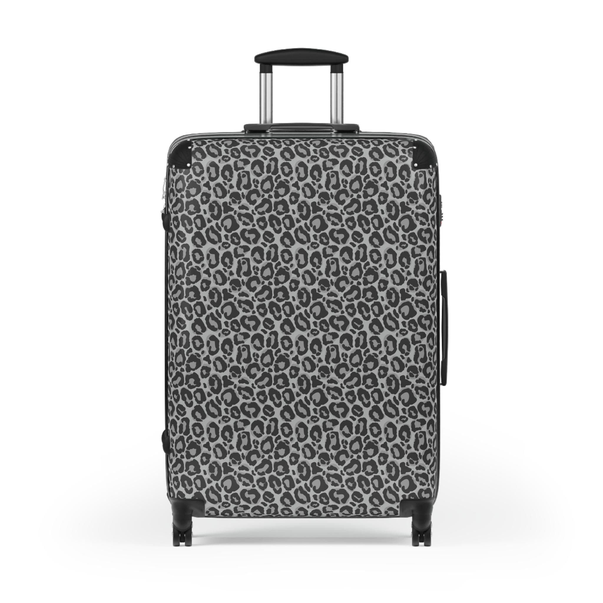 Grey Leopard Suitcase Luggage, Animal Print Carry on With 4 Wheels