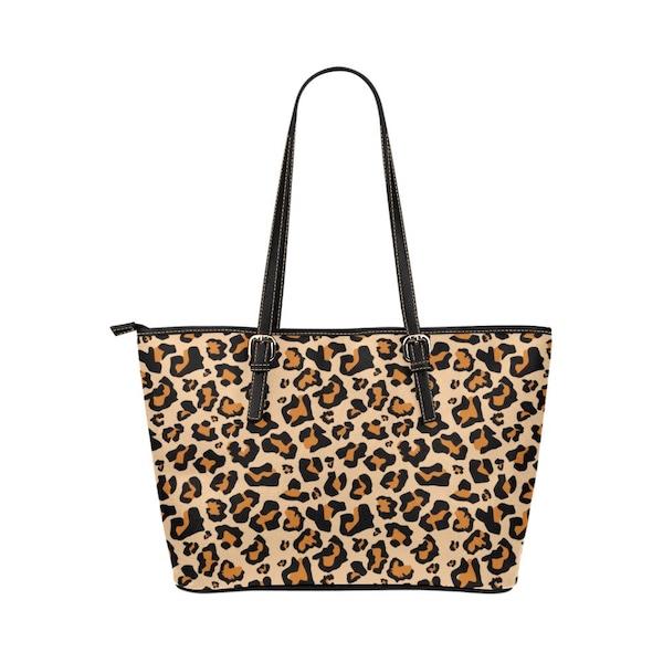 Leopard Tote Bag Purse, Animal Print Cheetah Print Handbag Women High Grade Leather Zip Top Small Large Designer Handmade Shoulder