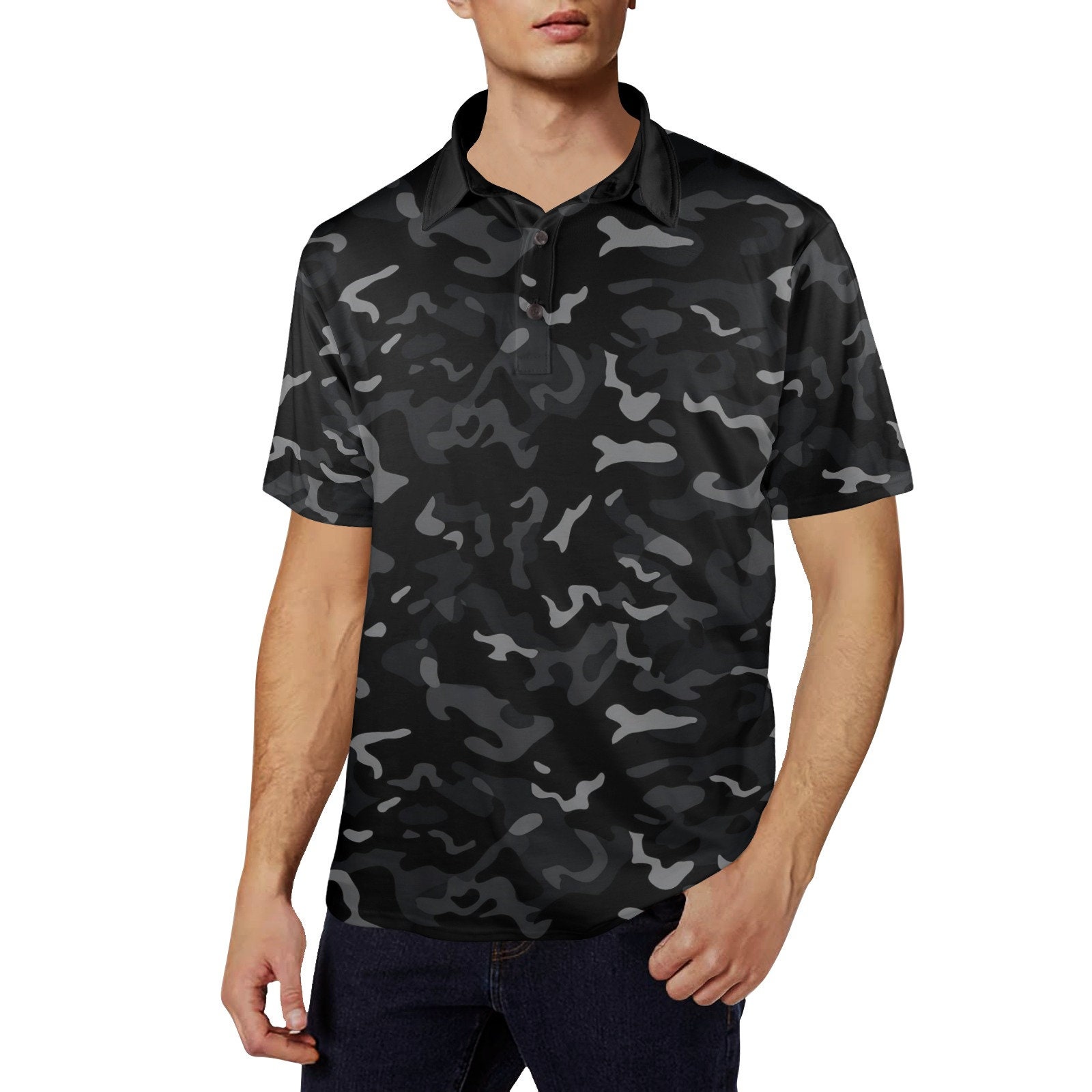 BRIEFING MENS CAMO PRINT POLO ブラック MENS LINE CAMO PRINT POLO（メンズラインカモプリントポロ