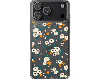 Small Flower Pattern Clear iPhone 17 16 15 14 13 12 Pro Max Case, Floral Print Cute Aesthetic iPhone 11 Mini SE XS XR X 8 7 Plus Transparent