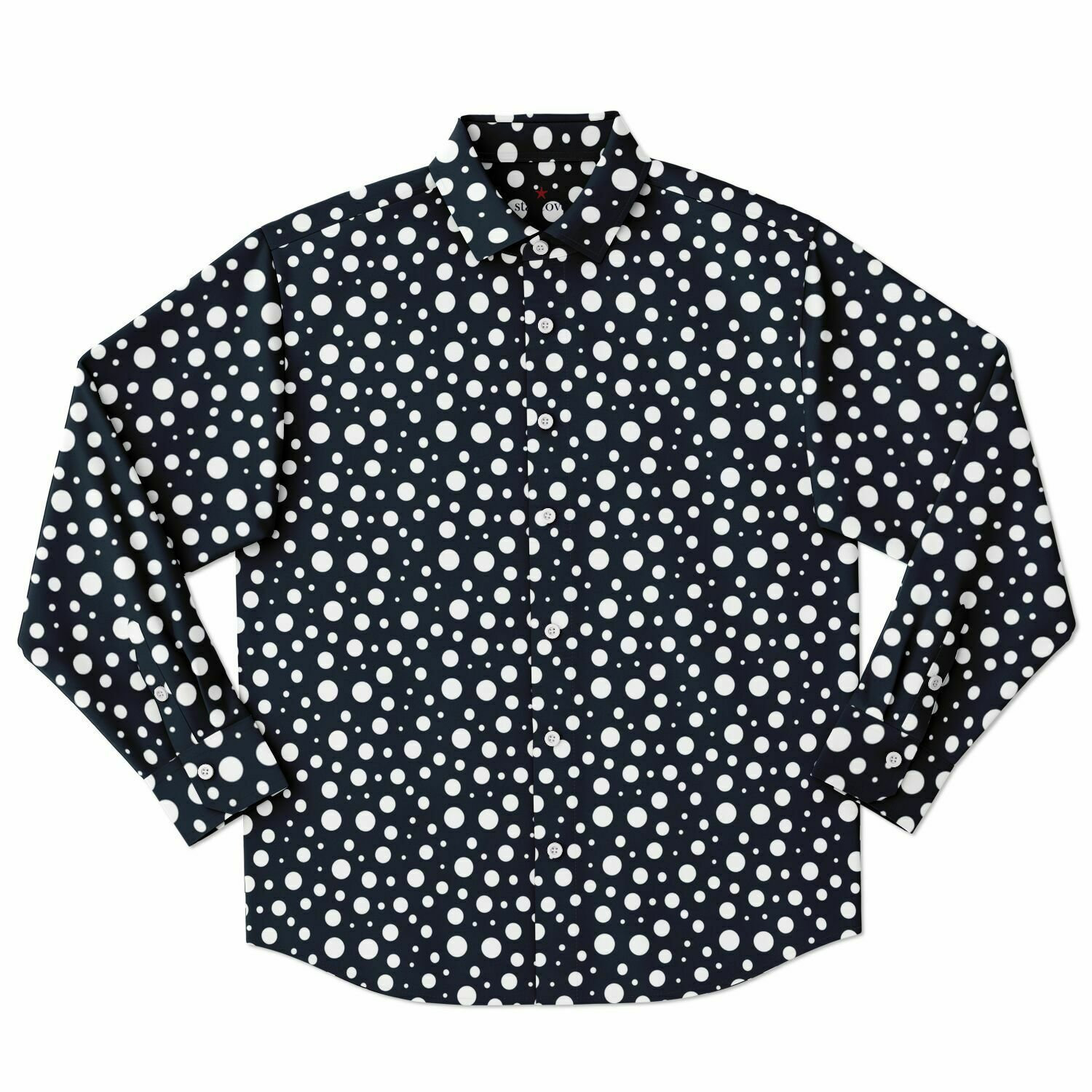 blue polka dot dress shirt mens Report Men's Long Sleeve 4-Way Dot Print Dress Shirt - White main image 0
