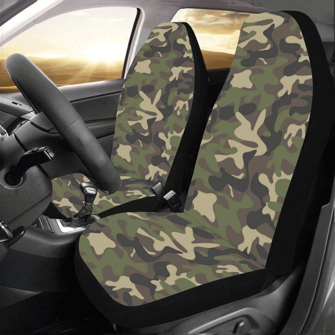 Green Camo Car Seat Cover Army Brown Camouflage Front Seat Etsy
