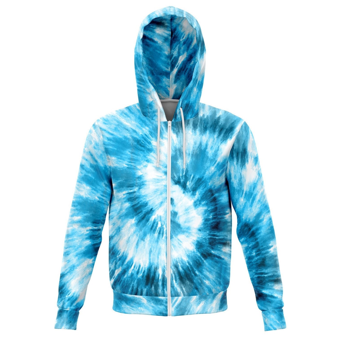 Blue Tie Dye Zip up Hoodie Front Zip Pocket Men Women Adult Etsy UK