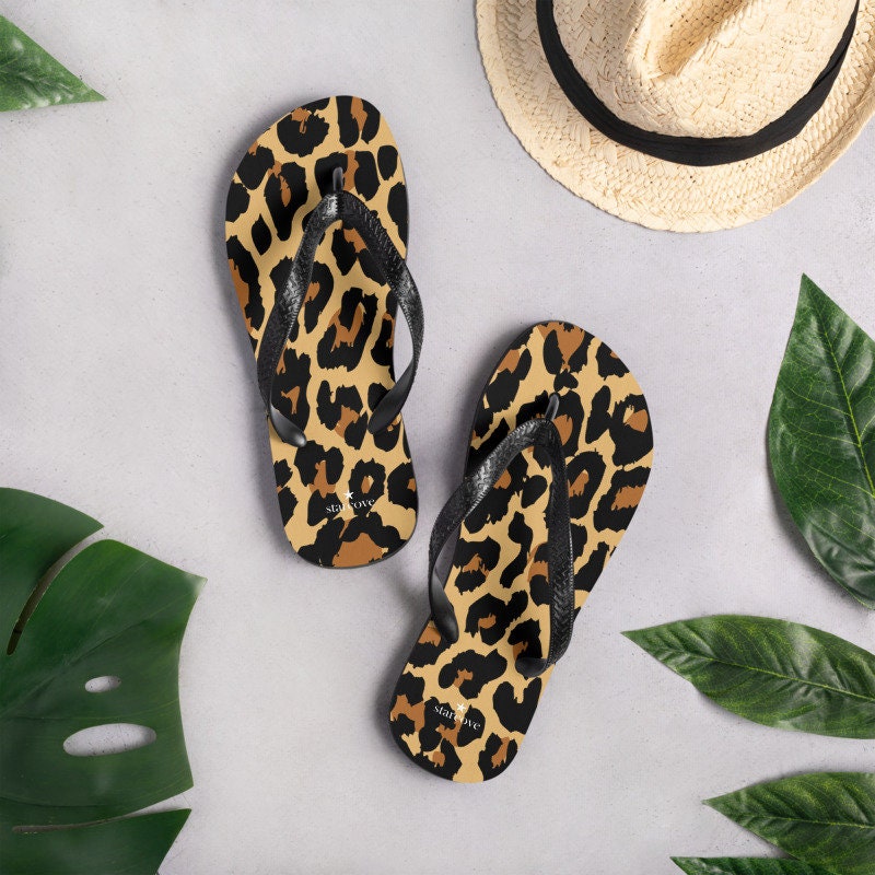 Leopard Flip Flops Cheetah Animal Print Comfortable Beach | Etsy