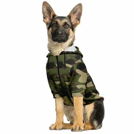 Sudadera con capucha y cremallera para perro de camuflaje, sudadera con  capucha verde de camuflaje para mascotas, ropa para cachorros pequeños y