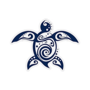 Tribal tortue de mer autocollant étanche autocollant bleu tatouage vague Art animaux ordinateur portable autocollant vinyle mignon bouteille d'eau gobelet voiture esthétique murale