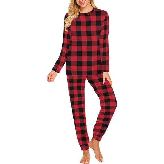 Red Buffalo Plaid Women Pajama Set 2 Piece Pants Top PJ Checkered Winter Christmas Holiday Plaid Xmas Check Cozy Sleep Sleepwear Gift Etsy UK