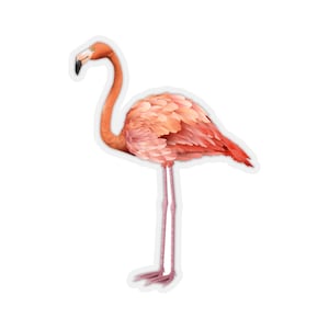 Pink Flamingo Sticker, Watercolor Laptop Decal Vinyl Cute Waterbottle Tumbler Car Bumper Aesthetic Die Cut Wall Mural