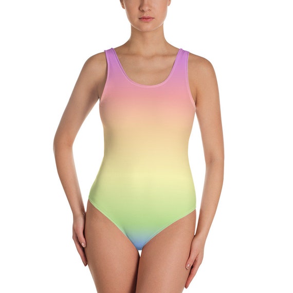 Pastel Rainbow One Piece Swimsuit for Women Cute Kawaii Tie Dye Designer Swim Swimming Bathing Swimwear Etsy Denmark