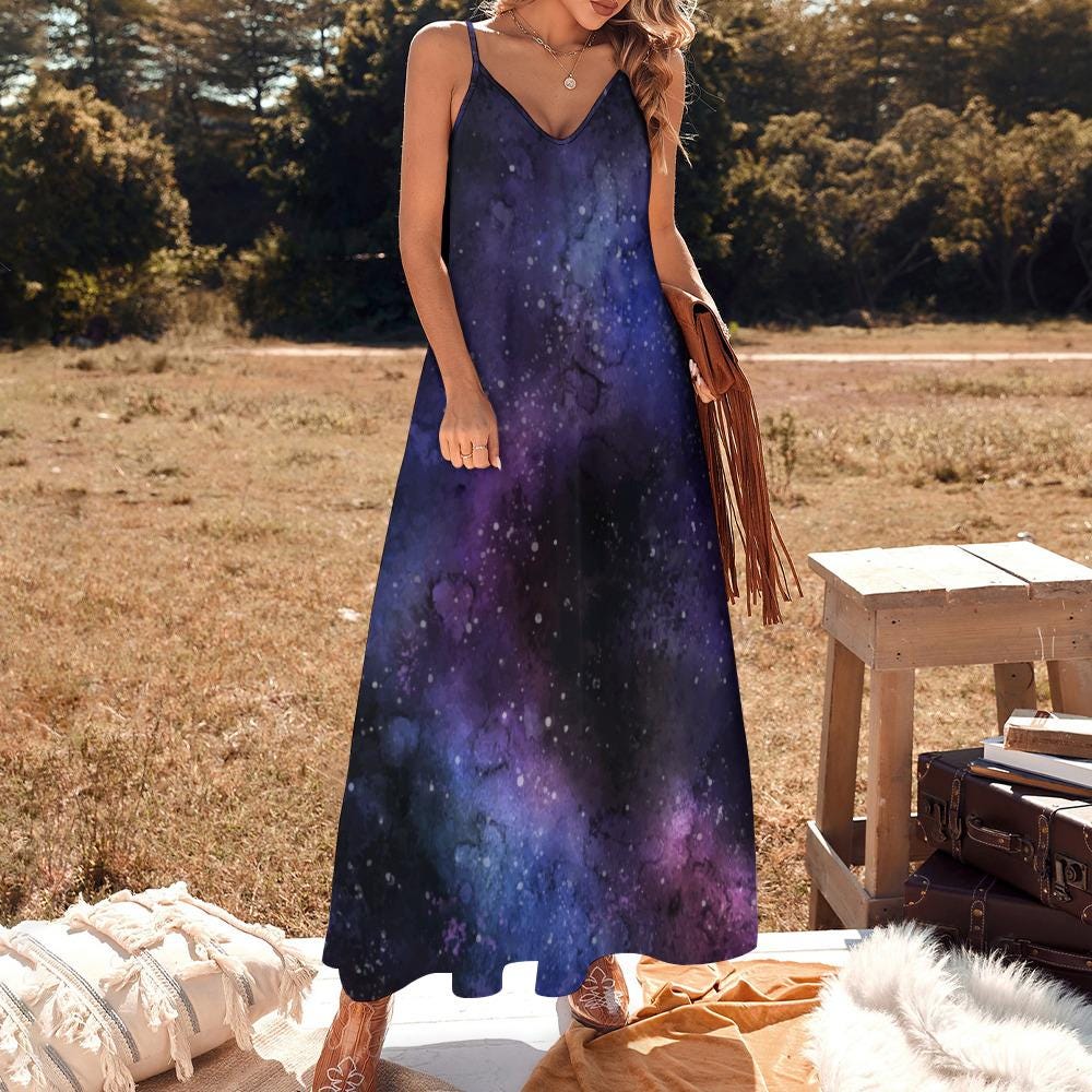 galaxy bridesmaid dress Puffy Sleeve Twinkle Embellished junior bridesmaid gown
