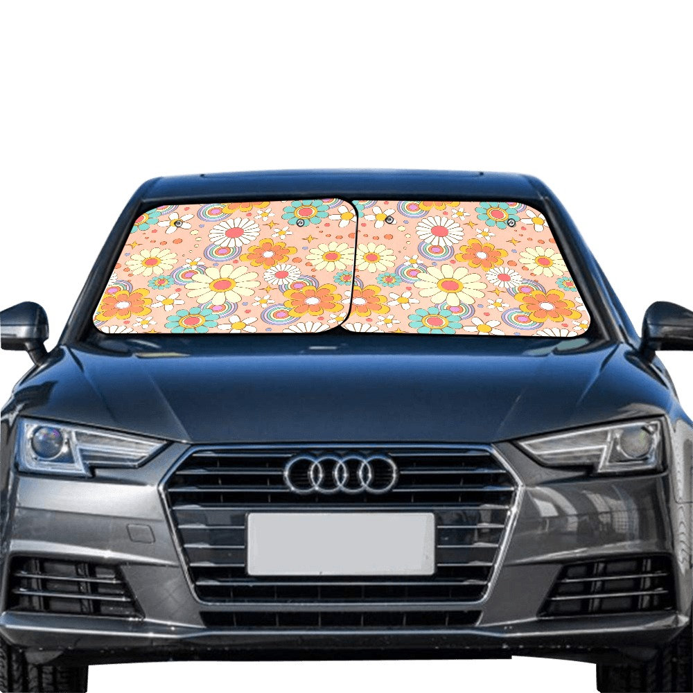 Discover Groovy Flowers Car Sun Shade 2 Piece Set