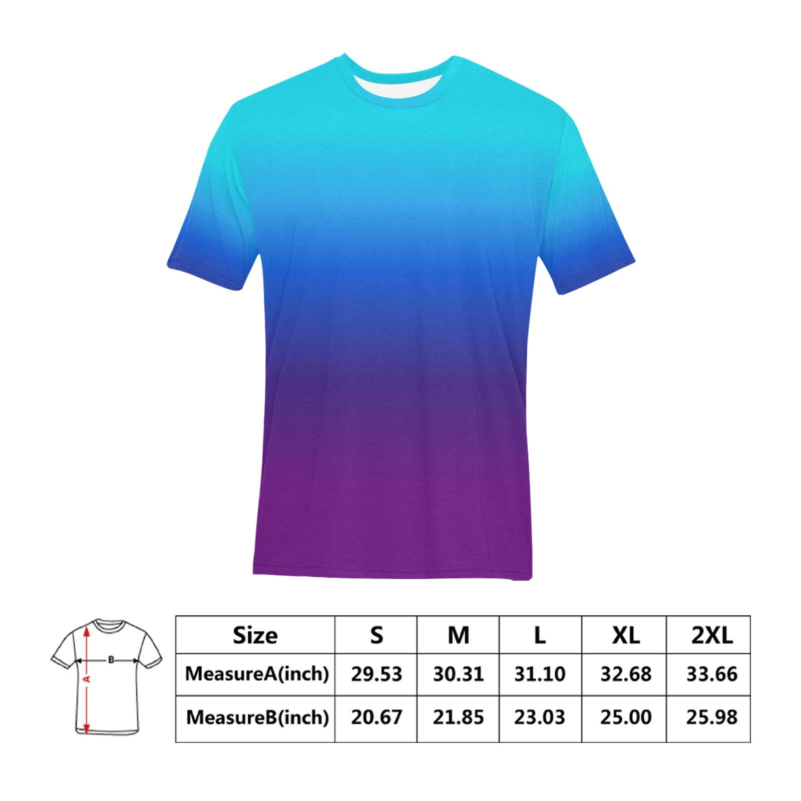 Blue Purple Ombre Tshirt, Gradient Tie Dye Designer Graphic