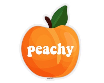 Peachy Decal, Peach Vinyl Sticker Fruit Just Orange Aquarel Laptop Vinyl Leuke Waterbottle Tumbler Auto Esthetisch Label Muurschildering Die Cut