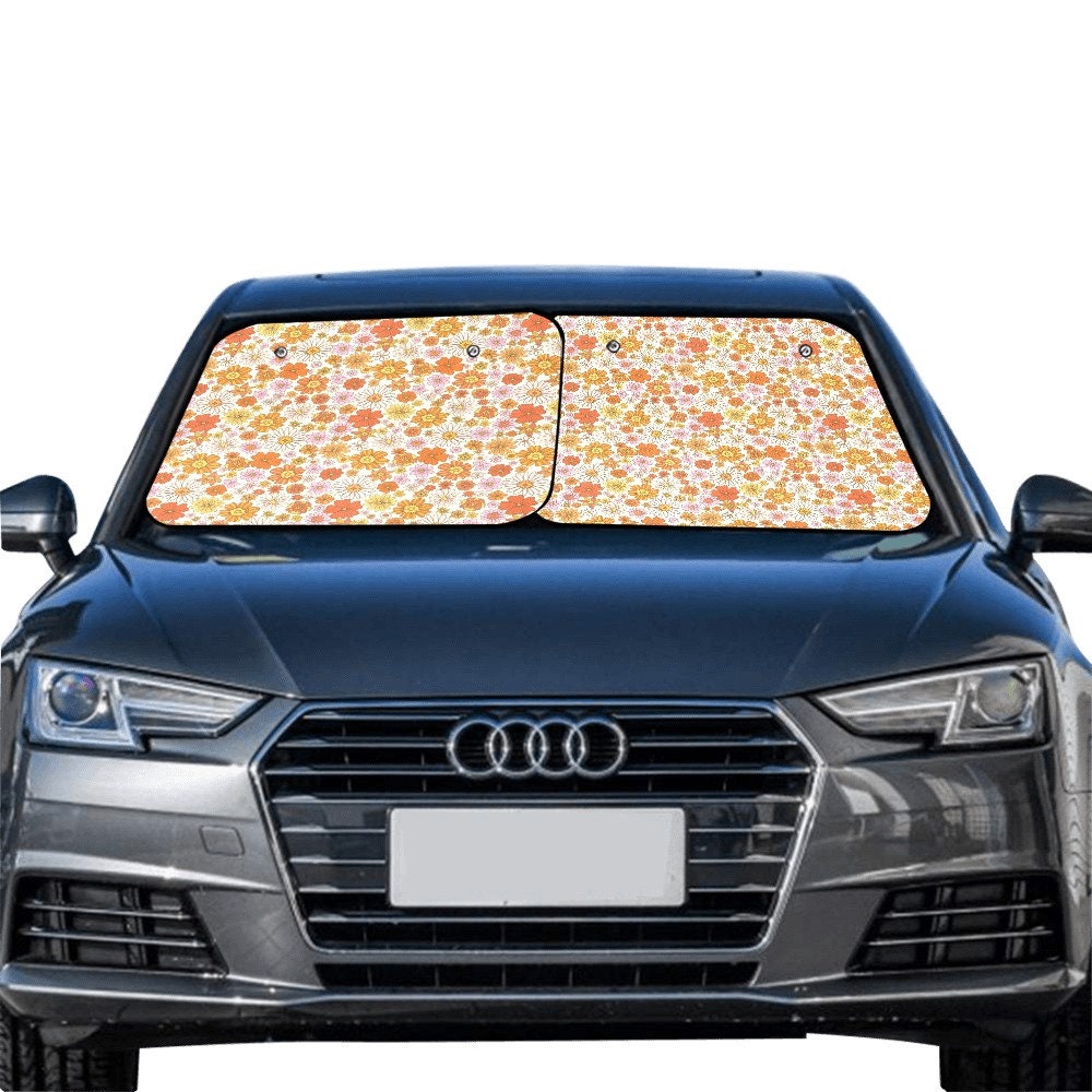 Discover Groovy Flowers Car Sun Shade 2 Piece Set