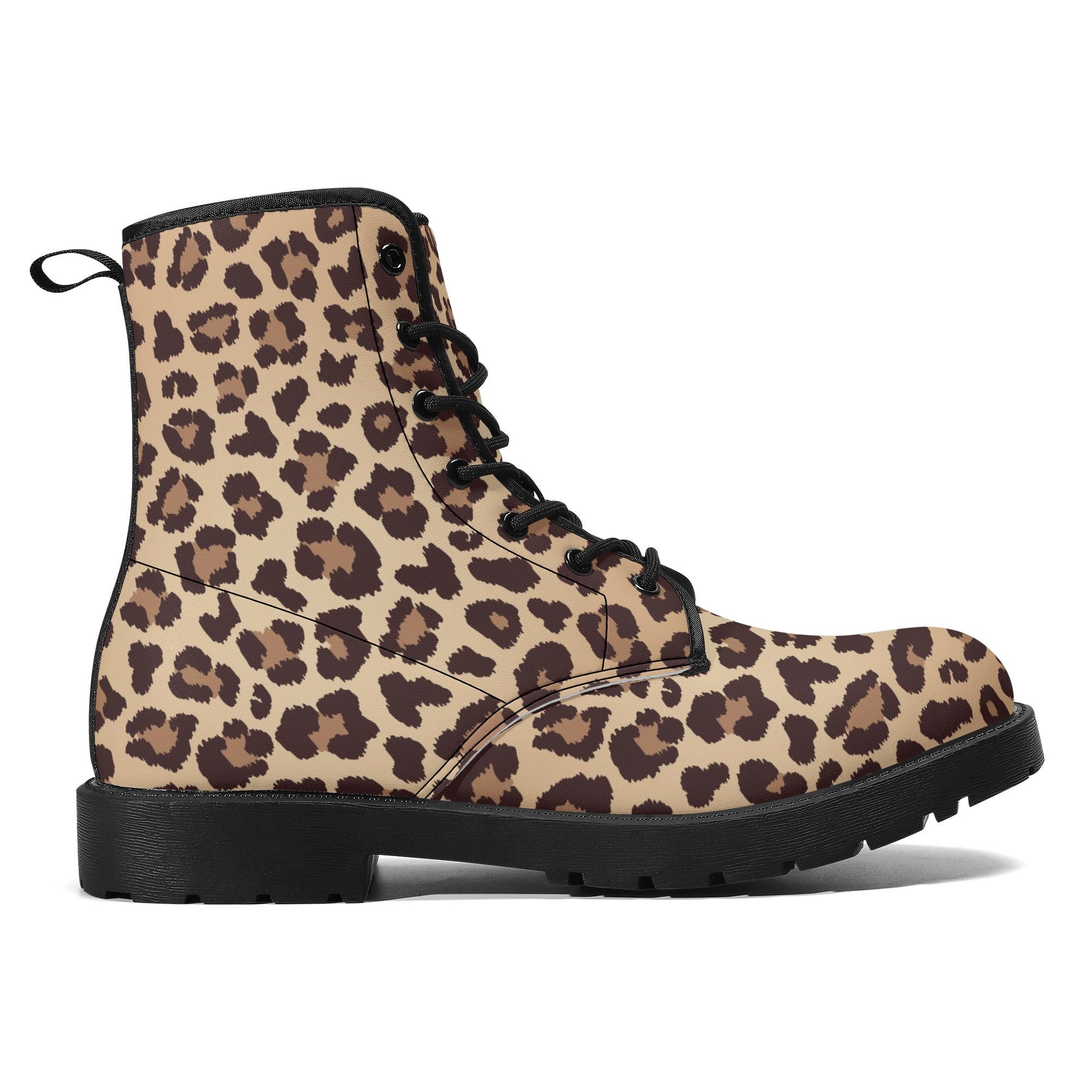 Leopard Men Leather Boots Animal Print Cheetah Vegan Lace up