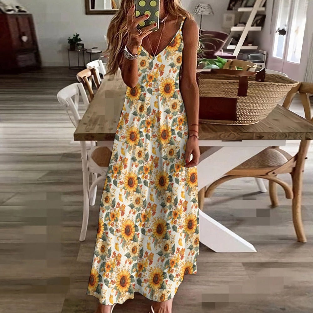 maxi fall floral dress Renesmee Yellow Floral Print Satin Maxi Dress - US 14