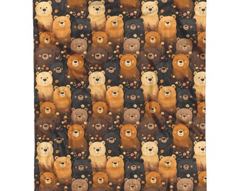 Cute Bears Fleece Throw Blanket, Animal Brown Soft Plush Sherpa Fluffy Cozy Warm Adult Kids Small Large Sofa Bed 50x60 Decorative Faux Fur
